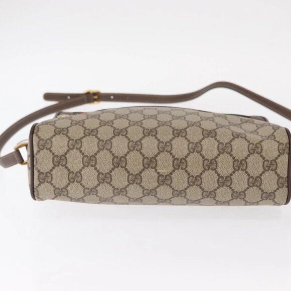 GUCCI GG Supreme Web Sherry Line Bag PVC Beige Gold 56 02 088 Auth 156434 - Picture 6 of 15